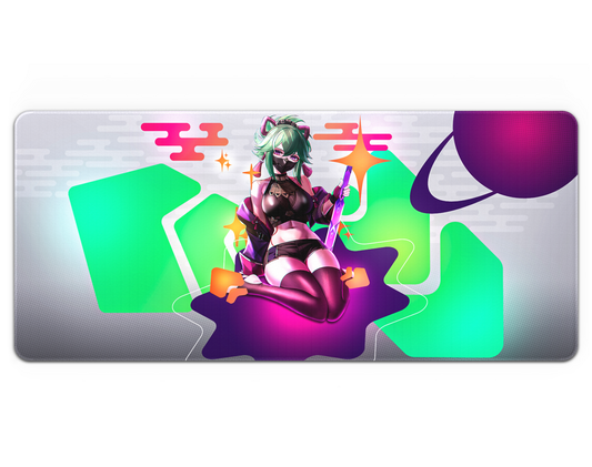 Kuki Shinobu (Genshin Impact), colorful, shapes, abstract, green hair, Genshin Impact